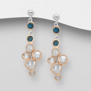 Srebrne naušnice plavi topaz