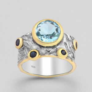 Srebrni prsten plavi topaz