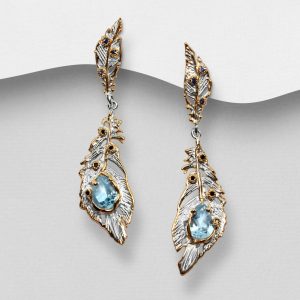 Srebrne naušnice topaz i safir