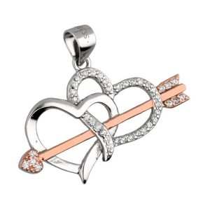 Srebrni privjesak srca sa strijelom