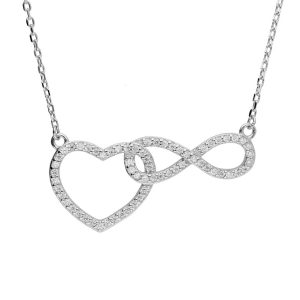 Srebrna ogrlica srce i infinity