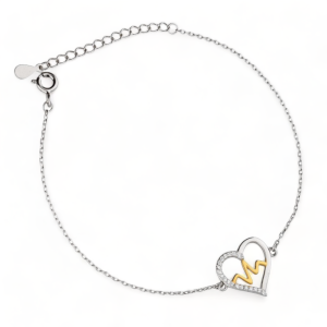 Srebrna narukvica srce i puls