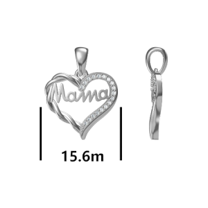 Srebrni privjesak srce s natpisom mama