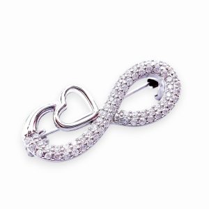 Srebrni broš infinity sa srcem