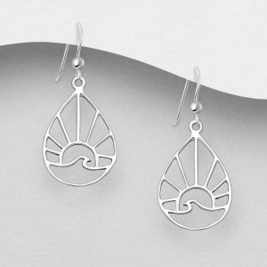 Srebrne naušnice sunce i valovi