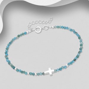 Srebrna narukvica križ s apatitom
