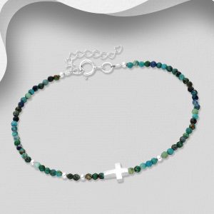 Srebrna narukvica križ s krizokolom