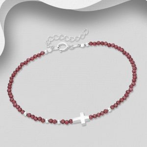 Srebrna narukvica križ s granatom