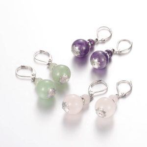 Naušnice čelik i poludragi kamen