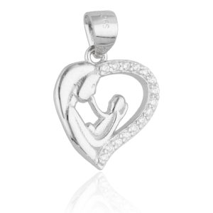 Srebrni privjesak srce i mama-SP1231