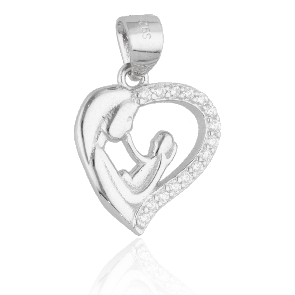 Srebrni privjesak srce i mama-SP1231