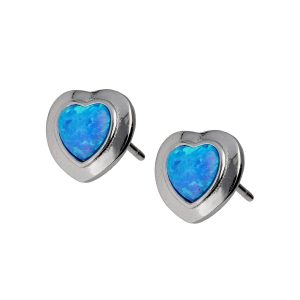 Srebrne naušnice srce s opalom-SE34364