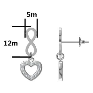 Srebrne naušnice srce i infinity-SE47033