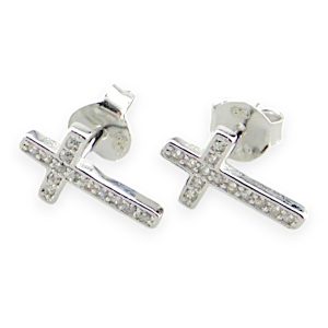 Srebrne naušnice križevi-SE5459