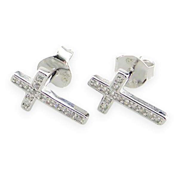 Srebrne naušnice križevi-SE5459
