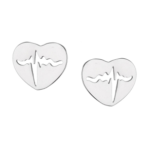 Srebrne naušnice srce i puls-SE35778