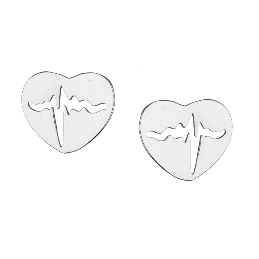 Srebrne naušnice srce i puls-SE35778