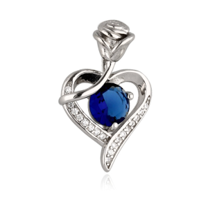 Srebrni privjesak srce i ruža-SP44532