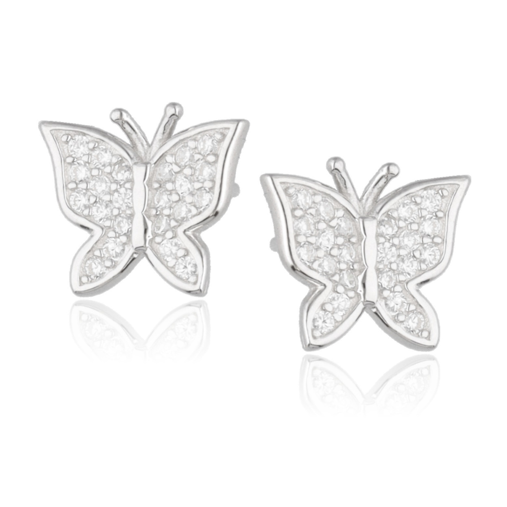 Srebrne naušnice leptiri-SE32271