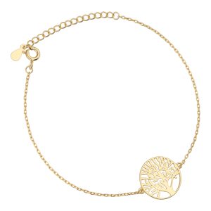 Srebrna narukvica drvo života s pozlatom-SB29680