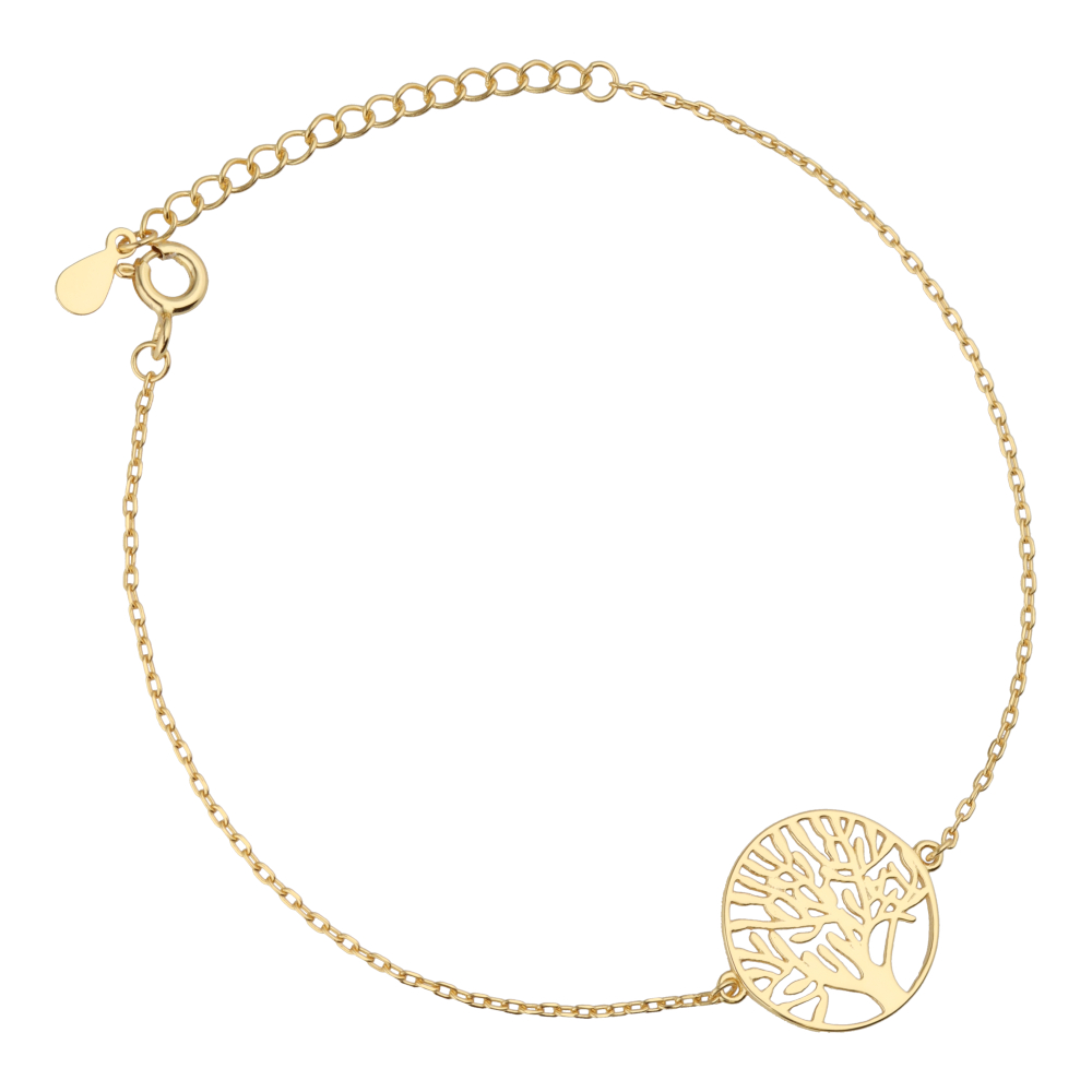 Srebrna narukvica drvo života s pozlatom-SB29680