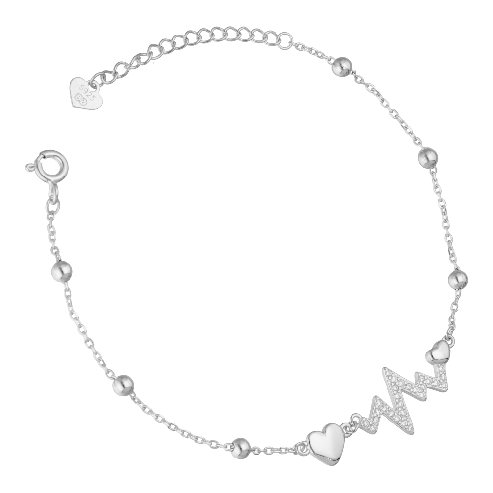 Srebrna narukvica srce i puls-SB29819