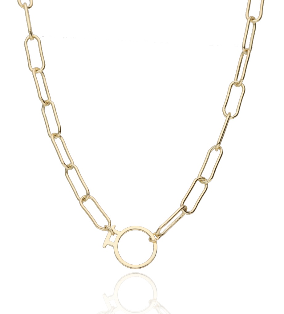 Srebrna ogrlica s pozlatom-SN36416