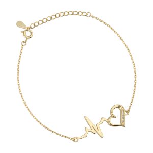 Srebrna narukvica srce i puls-SB44946