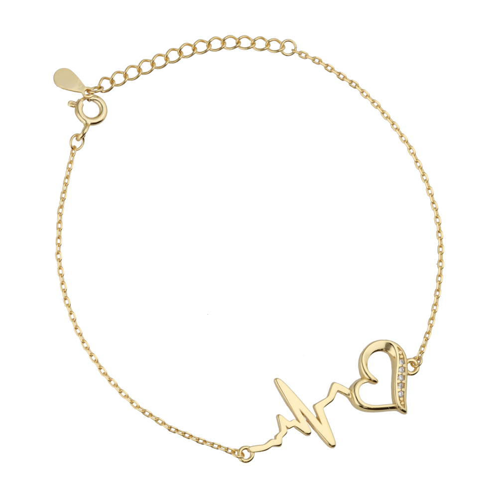 Srebrna narukvica srce i puls-SB44946