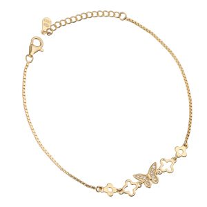 Srebrna narukvica cvijet i leptir-SB48816