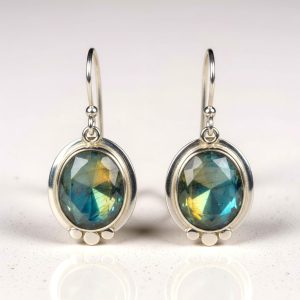 Srebrne naušnice labradorit-SE10320-labradorit