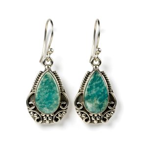 Srebrne naušnice amazonit-SE10931-amazonit