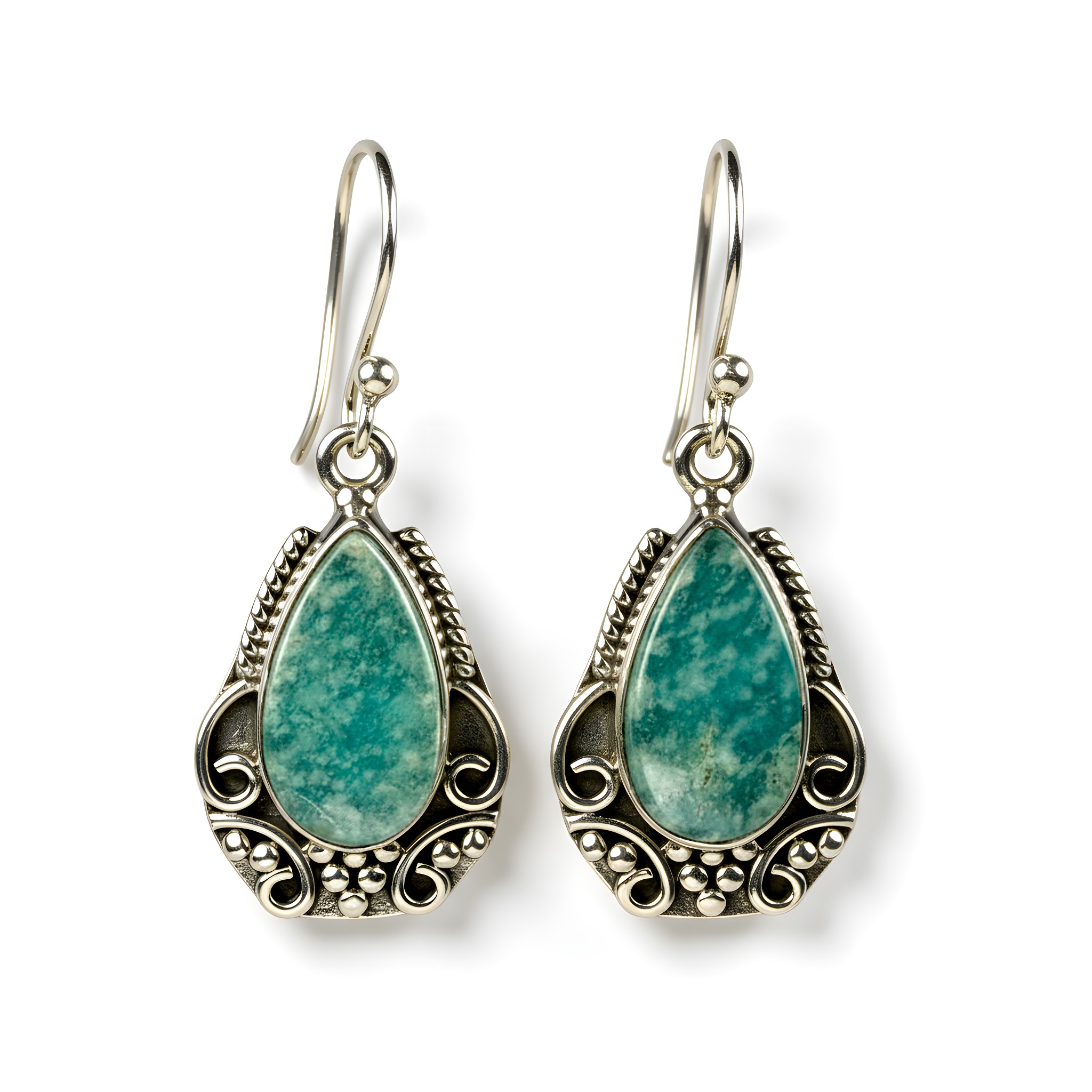 Srebrne naušnice amazonit-SE10931-amazonit