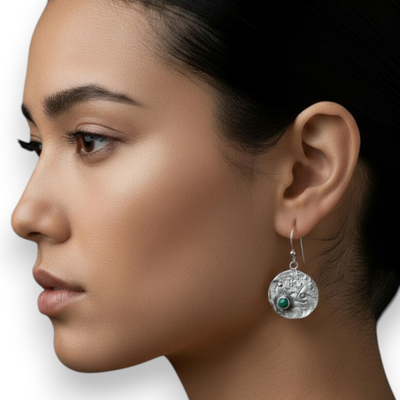 Srebrne naušnice malahit-SE11104-malahit