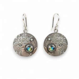 Srebrne naušnice labradorit-SE11104-labradorit