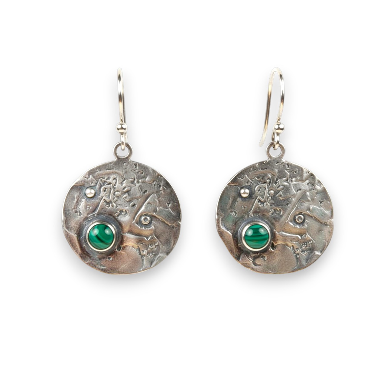 Srebrne naušnice malahit-SE11104-malahit