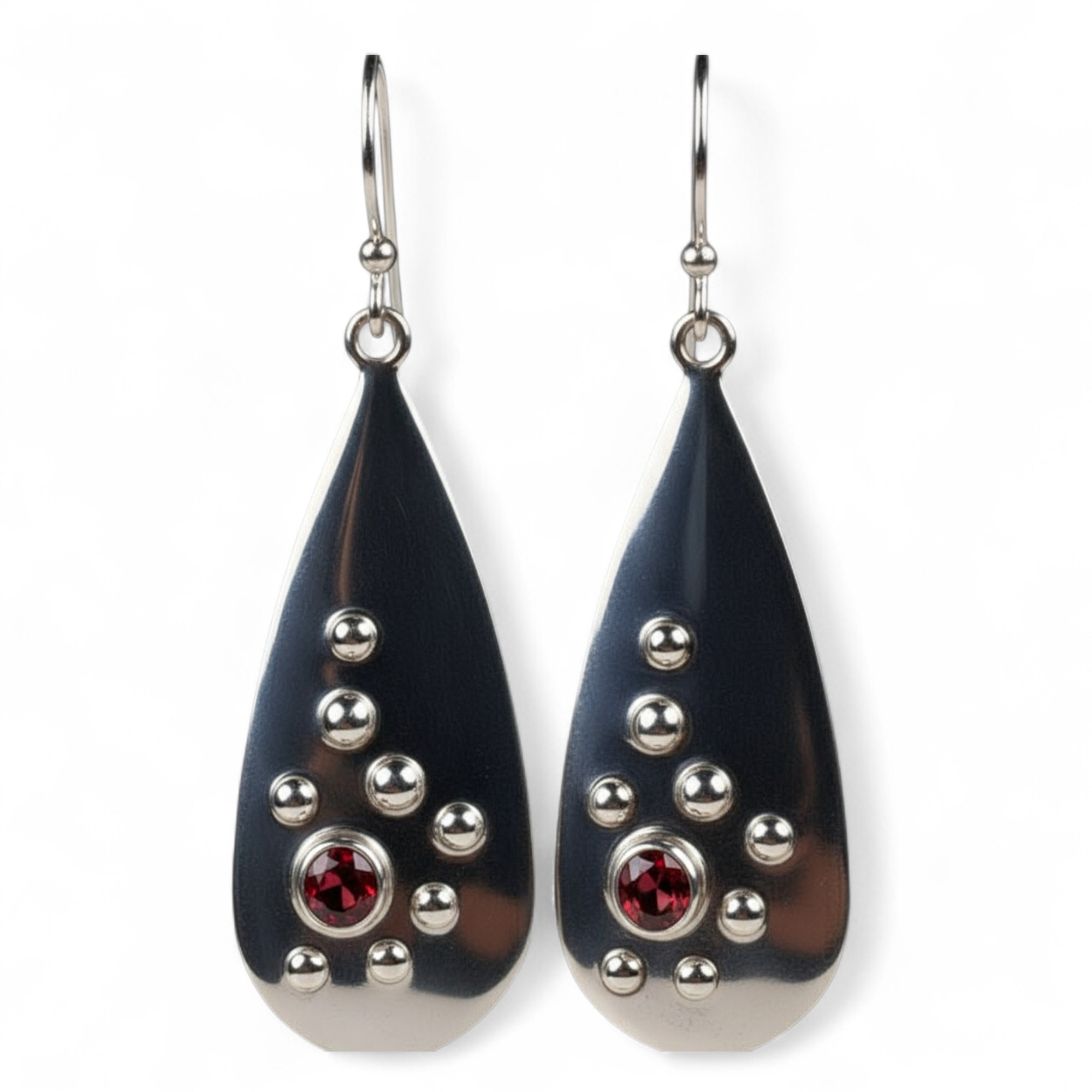 Srebrne naušnice granat-SE11667-granat