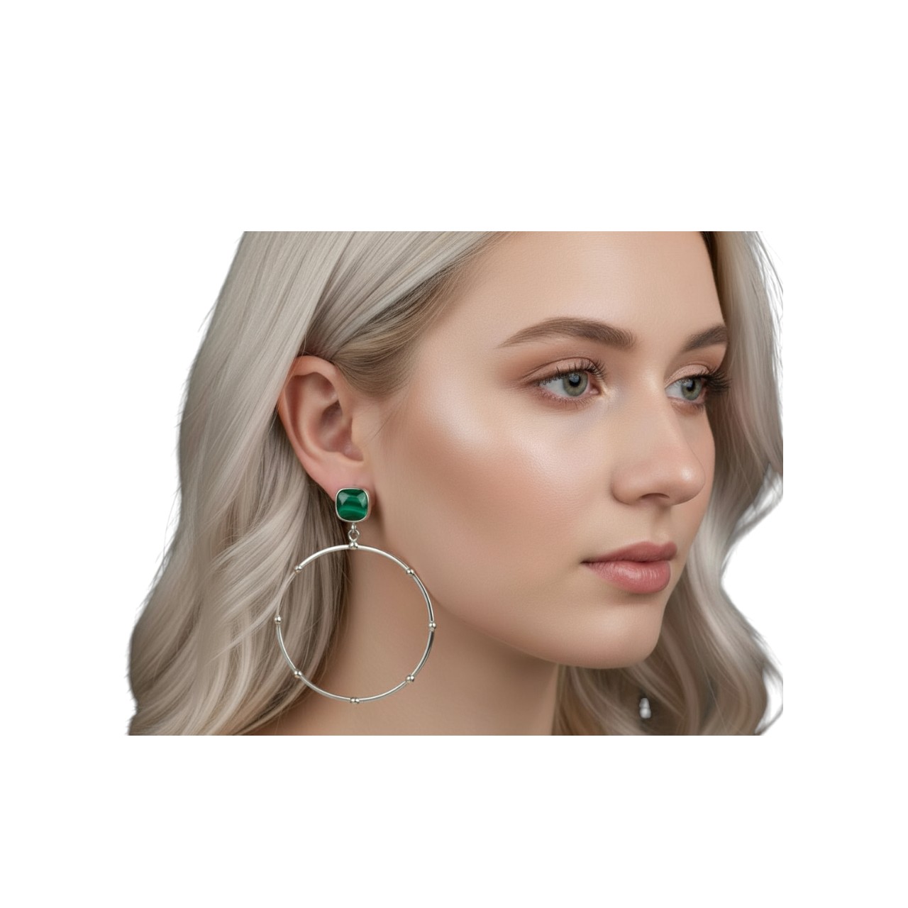 Srebrne naušnice malahitSrebrne naušnice malahit-SE11679-malahit