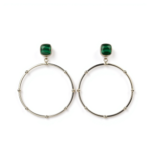 Srebrne naušnice malahit-SE11679-malahit
