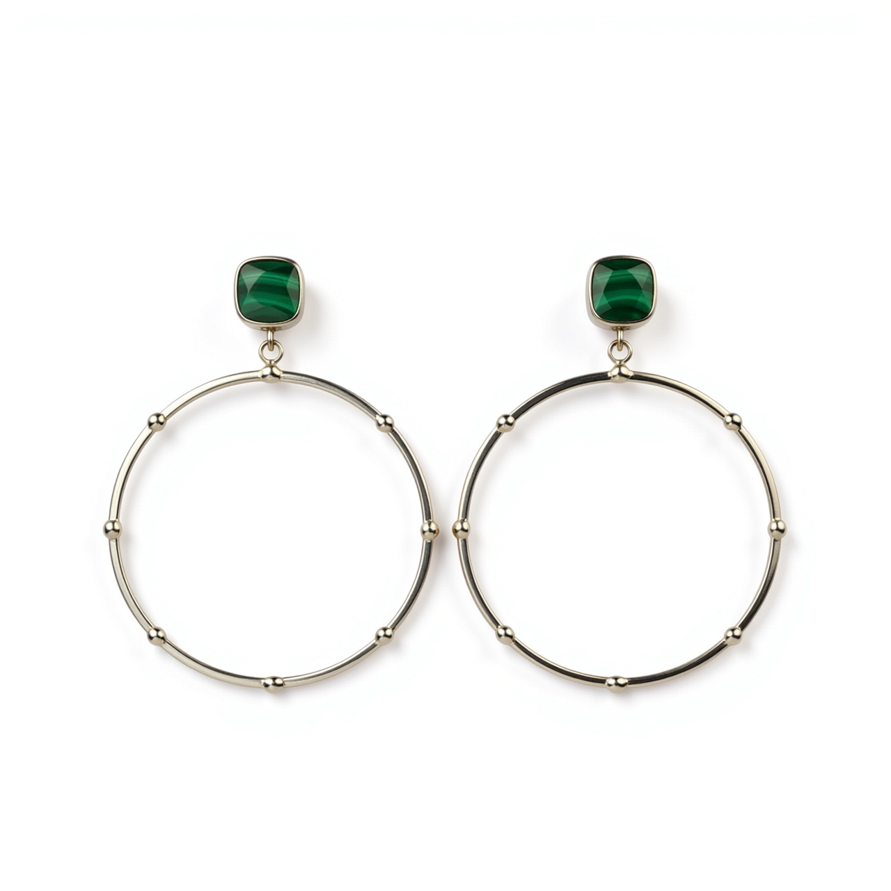 Srebrne naušnice malahit-SE11679-malahit