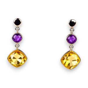 Srebrne naušnice ametist-SE18874-ametist
