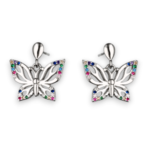 Srebrne naušnice leptiri-SE40522