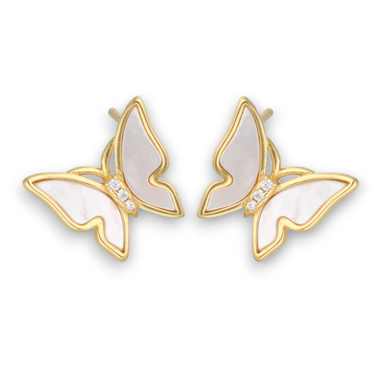 Srebrne naušnice leptir s pozlatom-SE49899