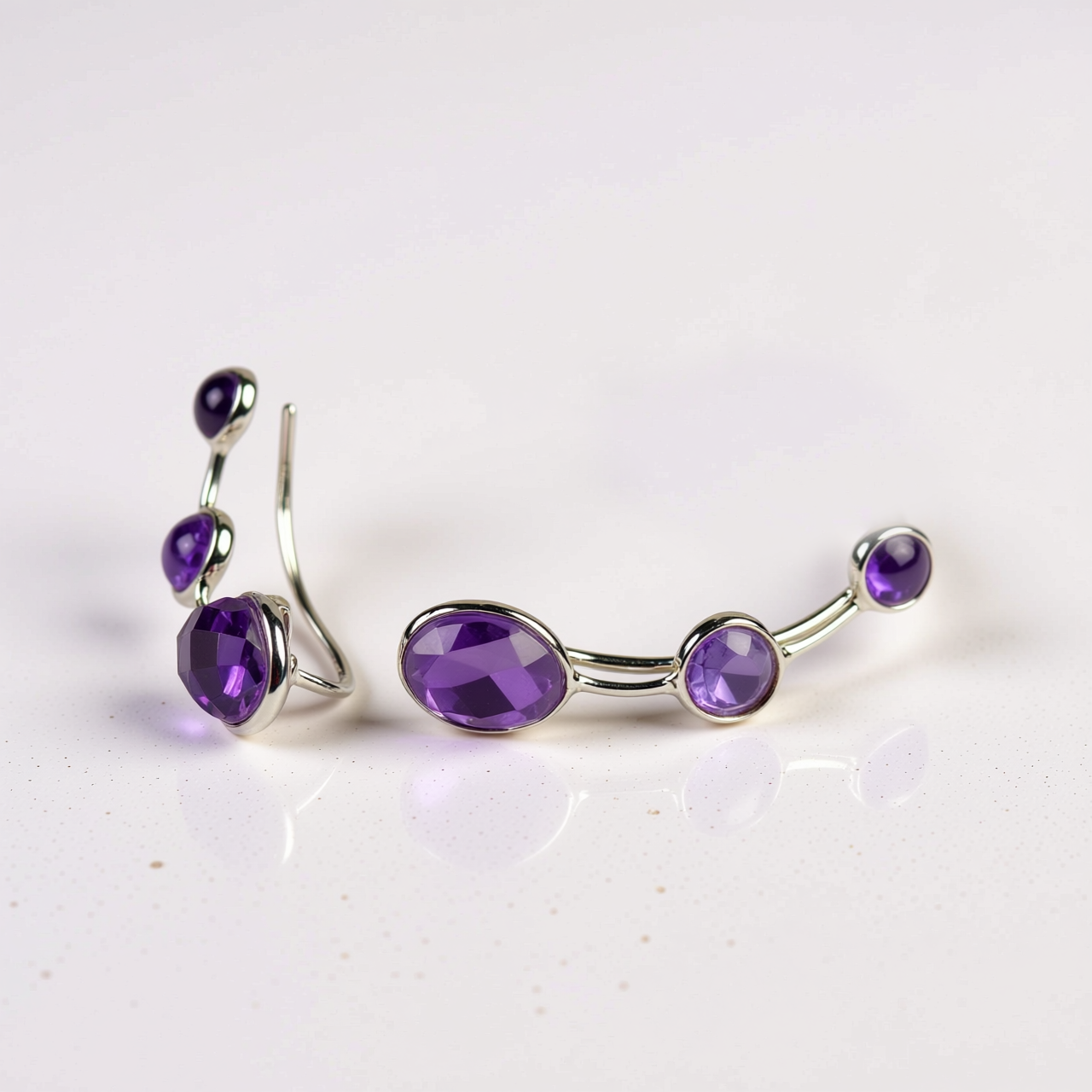 Srebrne naušnice ametist-SE11210-ametist