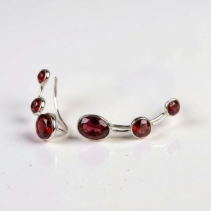 Srebrne naušnice granat-SE11210-granat