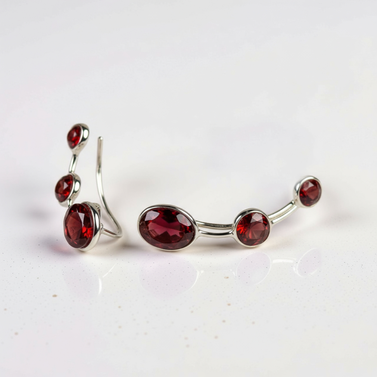 Srebrne naušnice granat-SE11210-granat