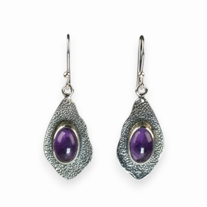 Srebrne naušnice ametist-SE17018-ametist