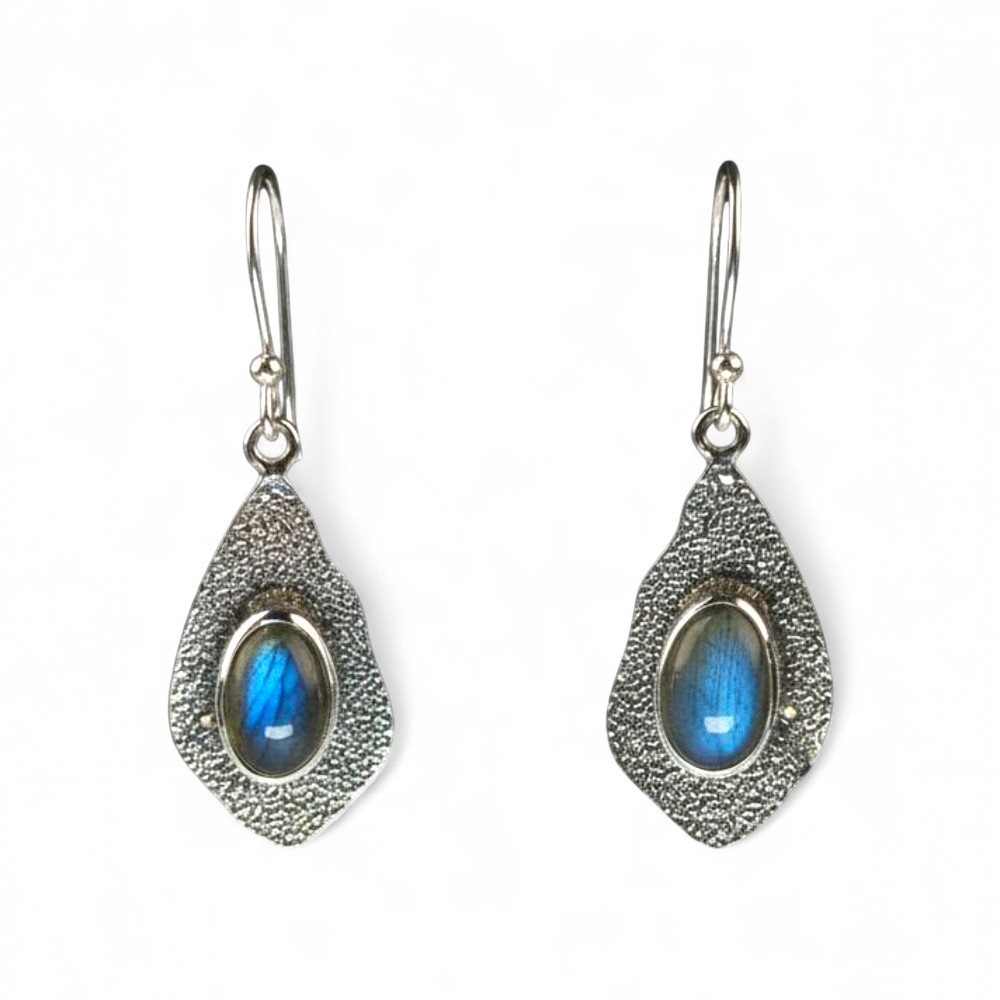 Srebrne naušnice labradorit-SE17018-labradorit