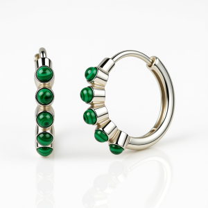 Srebrne naušnice malahit-SE18196-malahit