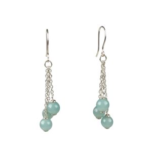 Srebrne naušnice-SE18926-aqua kalcedon